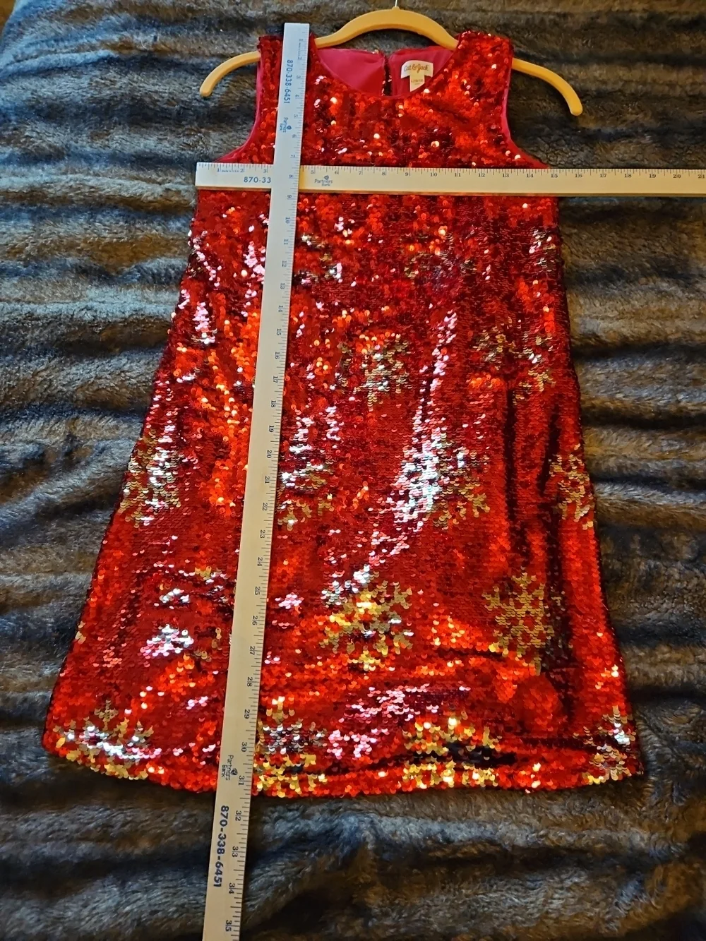 Cat & Jack Red  Disappearing Sequins Girls' Party Dress Size 10-12 Large